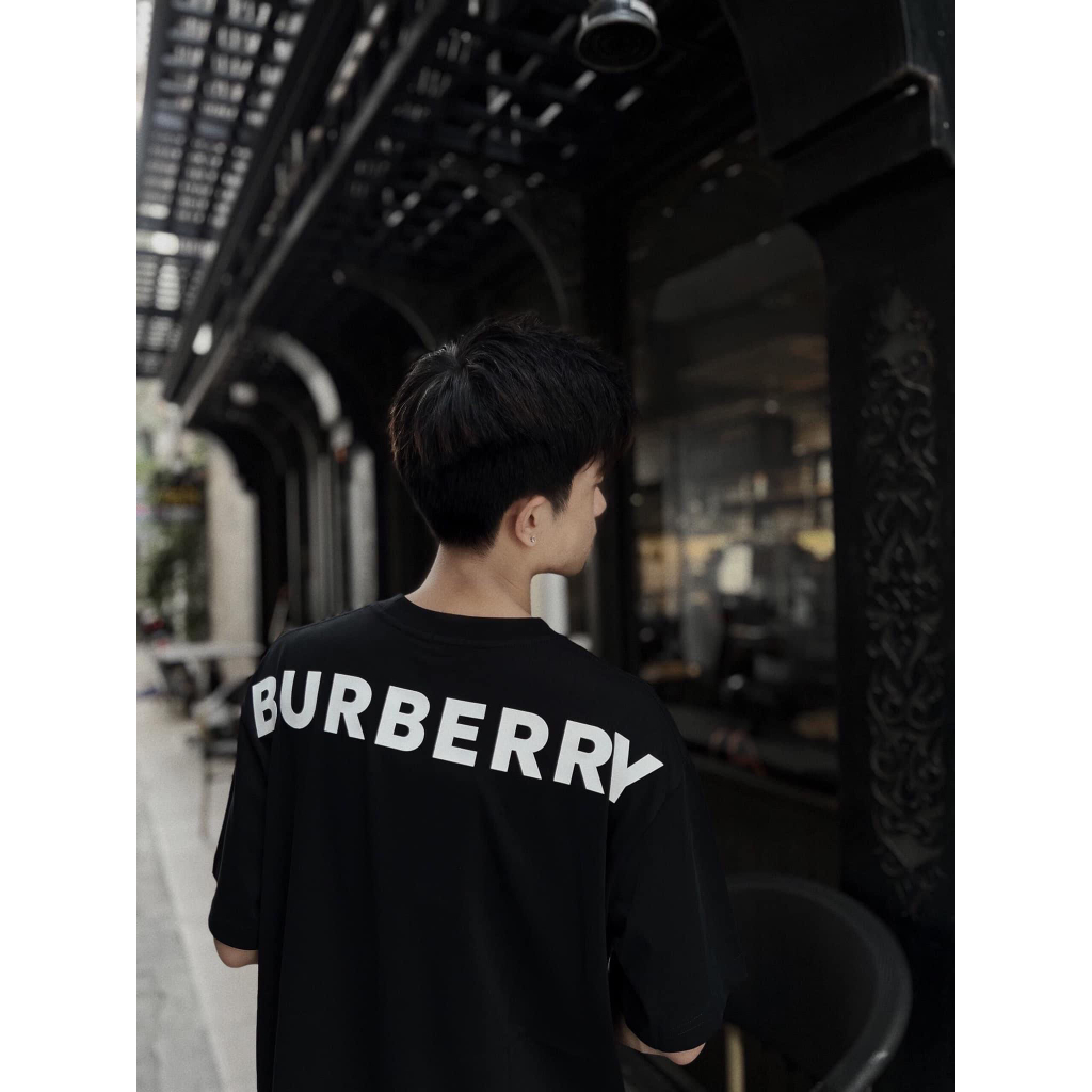 Áo thun lỡ tay Buberry unisex nam nữ chất cotton 100% cao cấp in sau vai