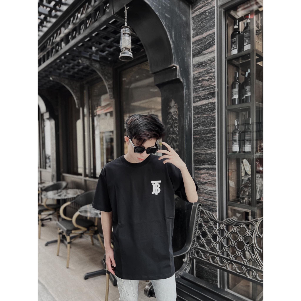 Áo thun lỡ tay Buberry unisex nam nữ chất cotton 100% cao cấp in sau vai