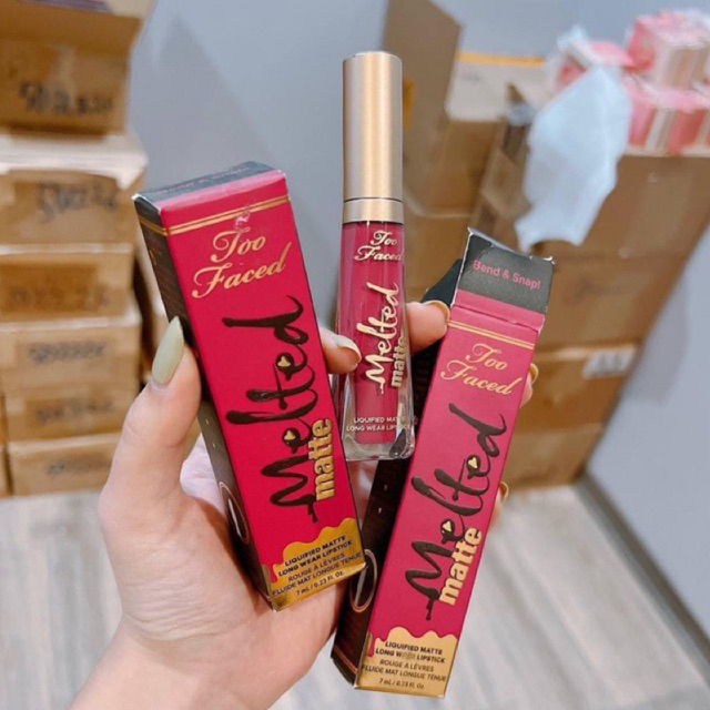 son kem TOO FACED melted matte màu Bend & Snap tone hồng chất son lỳ mịn mượt