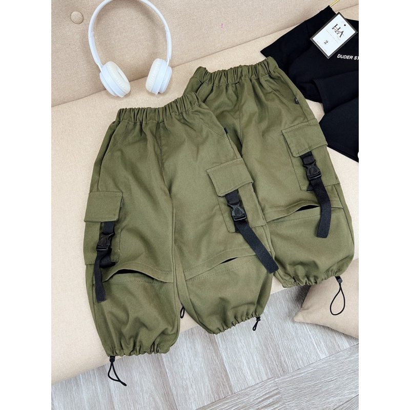 10-29kg set áo croptop mix quần bom kaki túi hộp phong cách cá tính cho bé gái, đồ đi nhảy cho bé gái