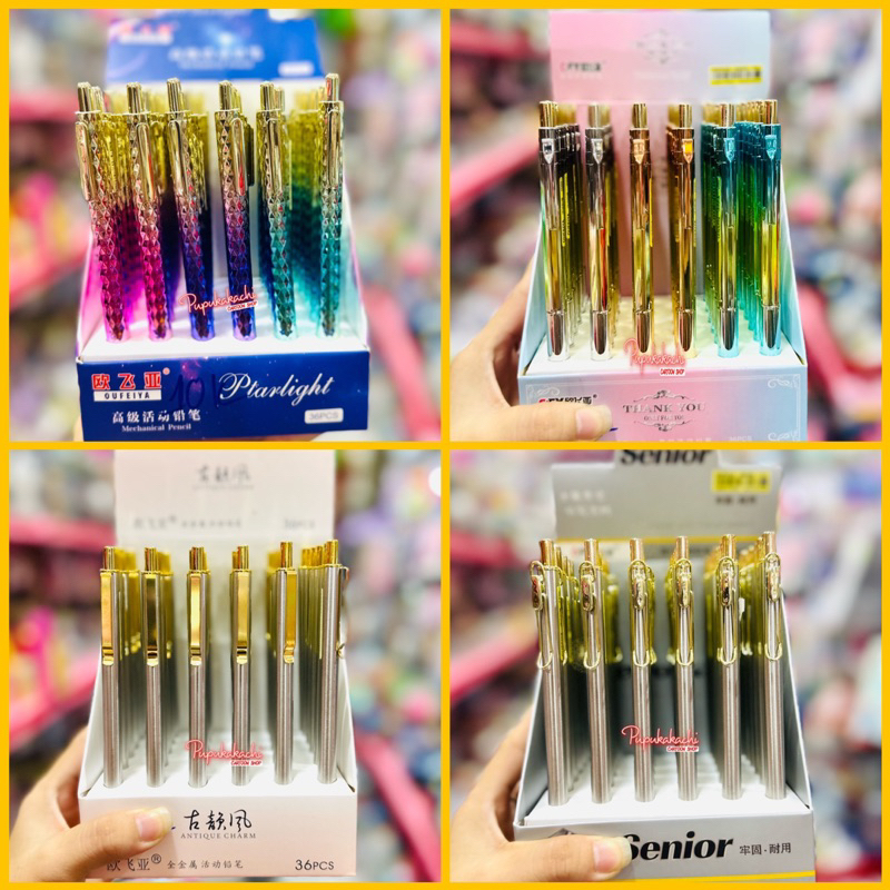 Bút Chì Bấm Ngòi 0.5mm Thân Kim Loại Chanh Sả - 1 Cây