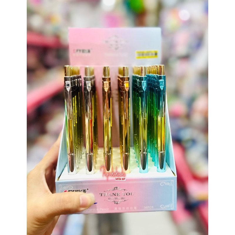 Bút Chì Bấm Ngòi 0.5mm Thân Kim Loại Chanh Sả - 1 Cây