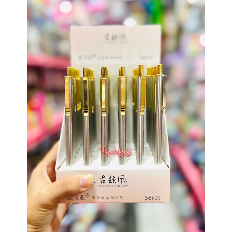 Bút Chì Bấm Ngòi 0.5mm Thân Kim Loại Chanh Sả - 1 Cây