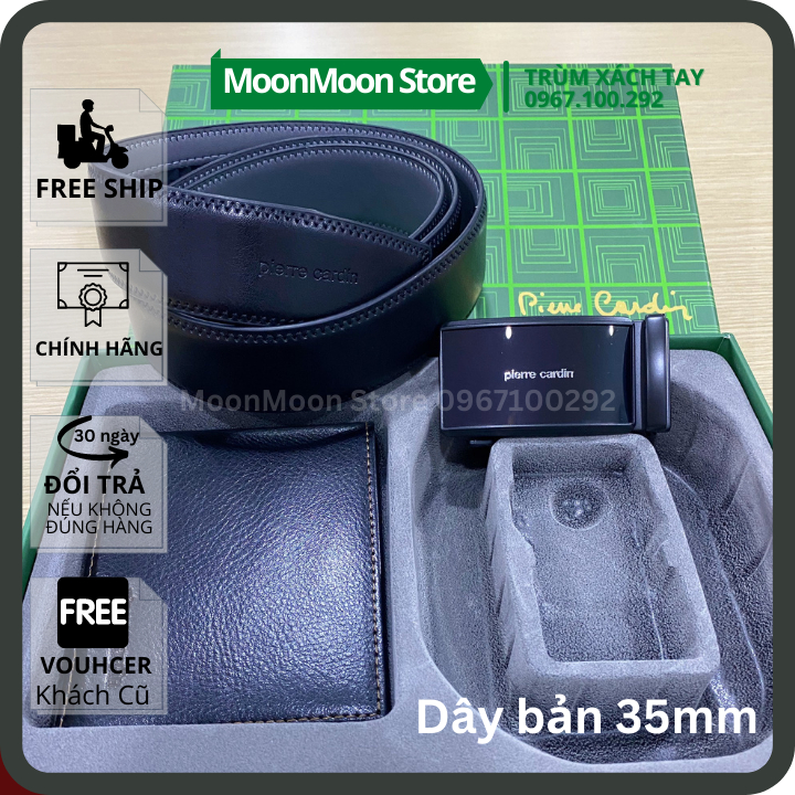✅SALE 50%✅ COMBO Set Bóp/Ví Da Thắt Lưng/Dây Nịt Nam PIERRE CARDIN AUTH Nguyên Bộ PCS1