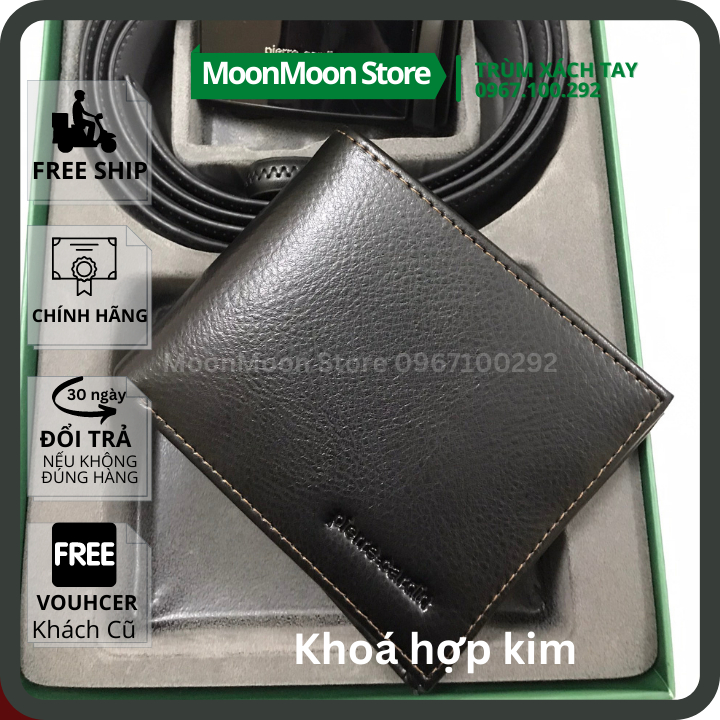 ✅SALE 50%✅ COMBO Set Bóp/Ví Da Thắt Lưng/Dây Nịt Nam PIERRE CARDIN AUTH Nguyên Bộ PCS1