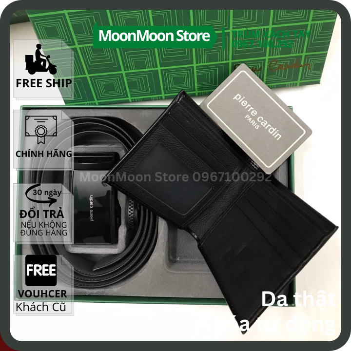 ✅SALE 50%✅ COMBO Set Bóp/Ví Da Thắt Lưng/Dây Nịt Nam PIERRE CARDIN AUTH Nguyên Bộ PCS1