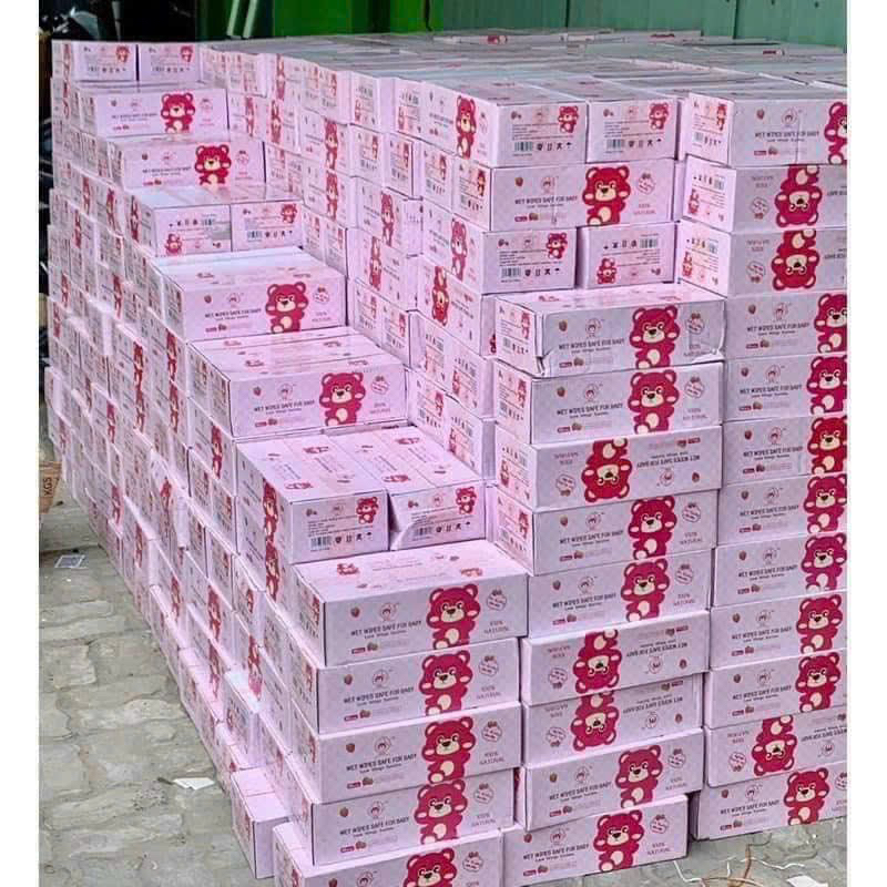 Thùng 10 gói khăn ướt gấu dâu lotso
