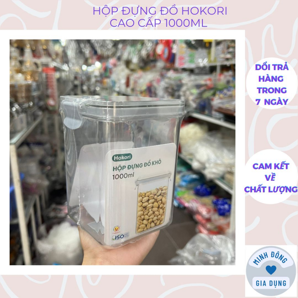 Hộp đựng đồ khô, ngũ cốc, sữa bột HOKORI cao cấp dung tích 1000ml