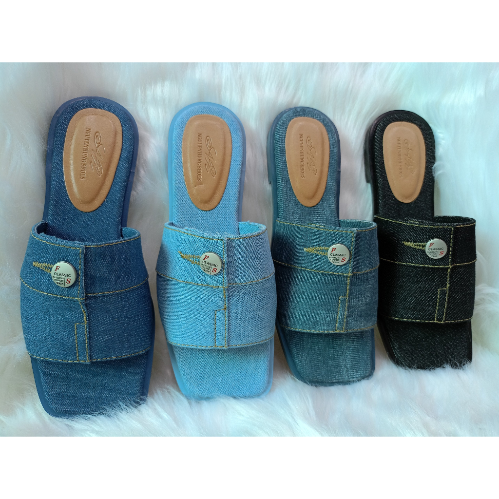 Dép jeans Quai Ngang kiểu dáng quần jeans lạ mắt/dép nút jeans/ dép đi chơi/ dép dạo phố/nguyên hưng shoes