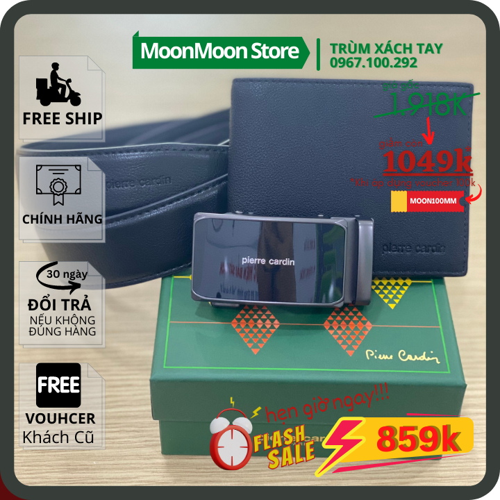 ✅Nhập Khẩu✅ Set Bóp Dây Nịt Nam PIERRE CARDIN Full Box Chính Hãng Malaysia PCS6