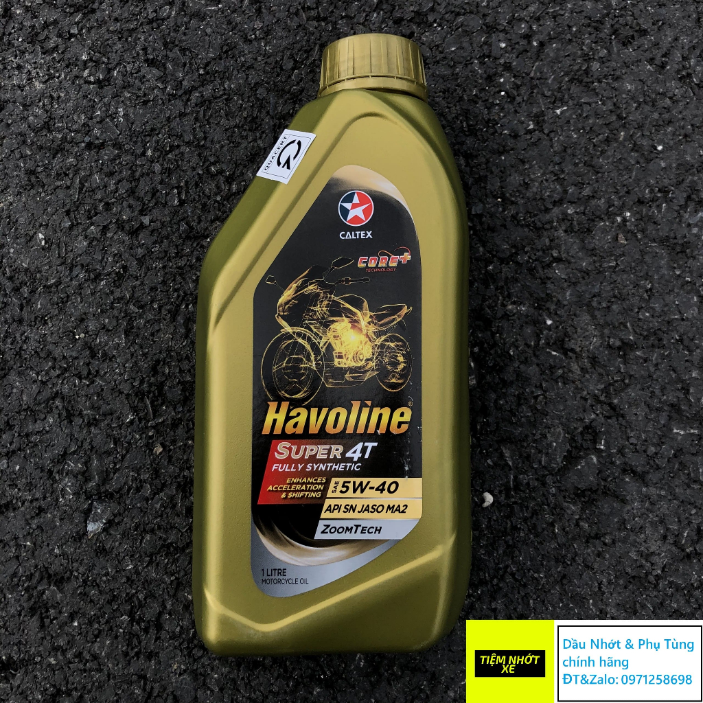 [ CHÍNH HÃNG ] Dầu nhớt xe số tổng hợp 100% Caltex Havoline Super 4T Fully Synthetic 5w40 [ 1L ]