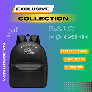 Cặp da WIN HOUSE nam nữ Cặp đi học Ba lô LV ulzzang unisex balo laptop da pu cặp sách học sinh chống nước