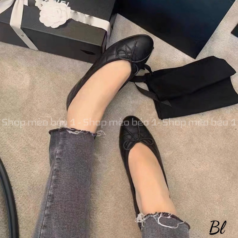 Giày búp bê cn nơ nhí trần chỉ đế bệt fullbox