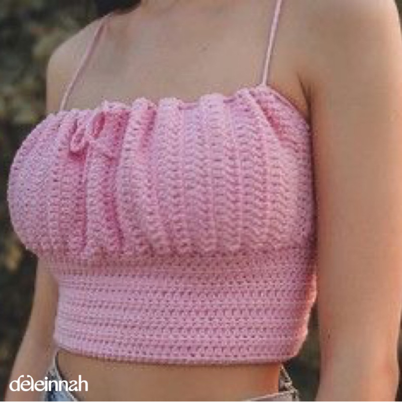 𝐂𝐔𝐓𝐄 𝐂𝐑𝐎𝐂𝐇𝐄𝐓 𝐓𝐎𝐏 I Áo croptop len phồng dễ thương mát mẻ mùa hè
