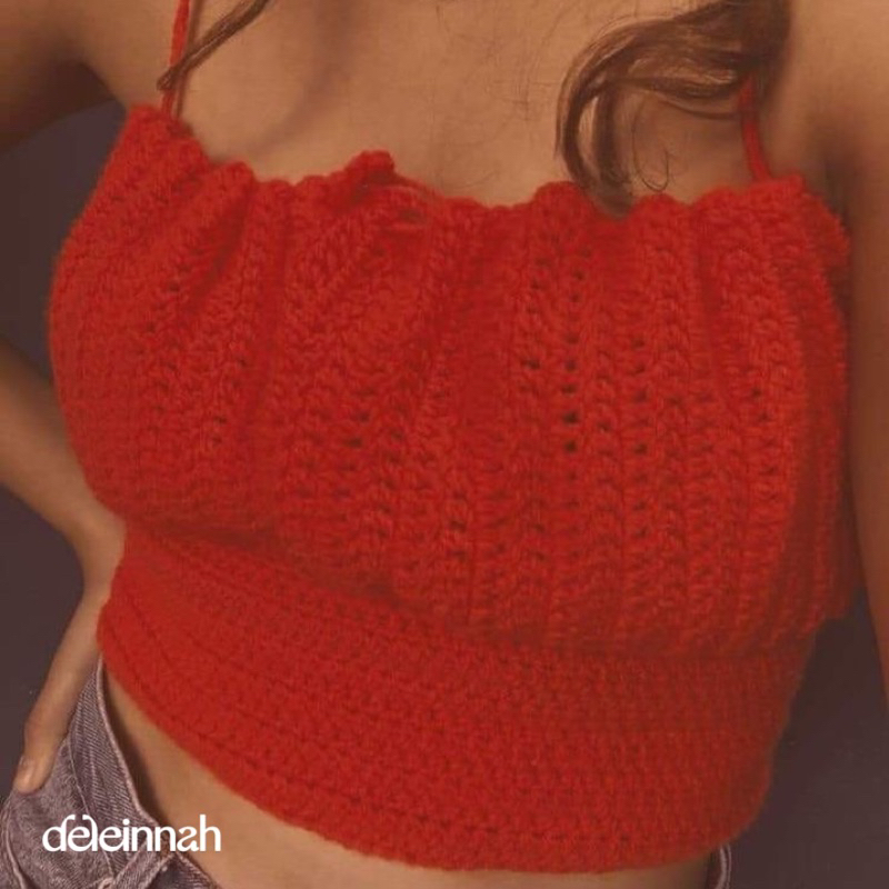 𝐂𝐔𝐓𝐄 𝐂𝐑𝐎𝐂𝐇𝐄𝐓 𝐓𝐎𝐏 I Áo croptop len phồng dễ thương mát mẻ mùa hè