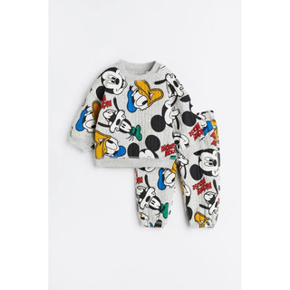 Bộ chần bông mickey h&m cho bé trai sz 4-12m form to