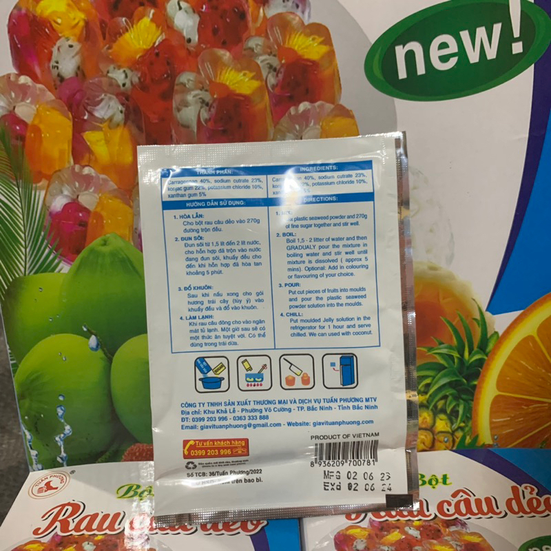 Bột rau câu dẻo, thạch rau câu dẻo dùng làm thạch, keto gói 10g