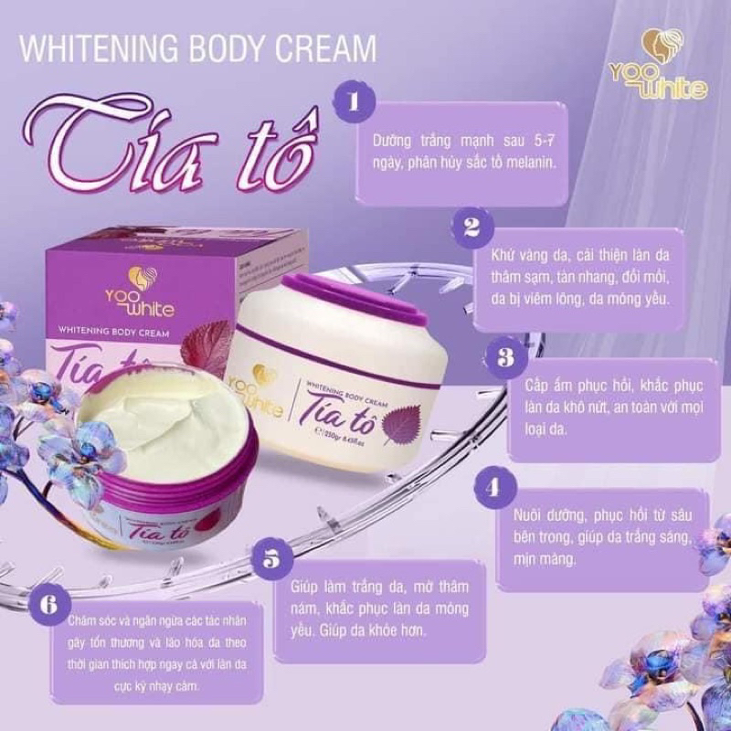 Kem Body Tía Tô Yoo  White- Kem dưỡng trắng da toàn thân tía tô 250g chính hãng