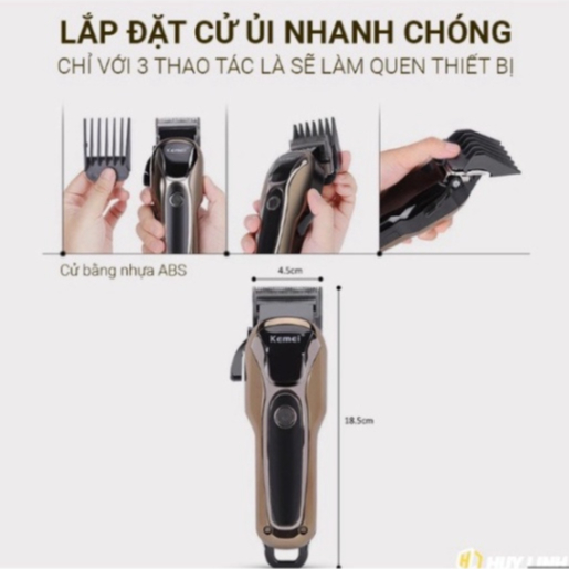 Tông Đơ Cắt Tóc Kemei KM-1990 Chuyên Nghiệp Có Mức Điều Chỉnh Tốc Độ-Màn Hình LCD-Hiện Phần Trăm Pin Rõ Nét