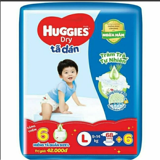 Tã Quần/ Dán Huggies Tràm Trà Tự Nhiên Dry M74+10/L68/XL62/XXL56 + Tặng 8 - ShopMeHeri