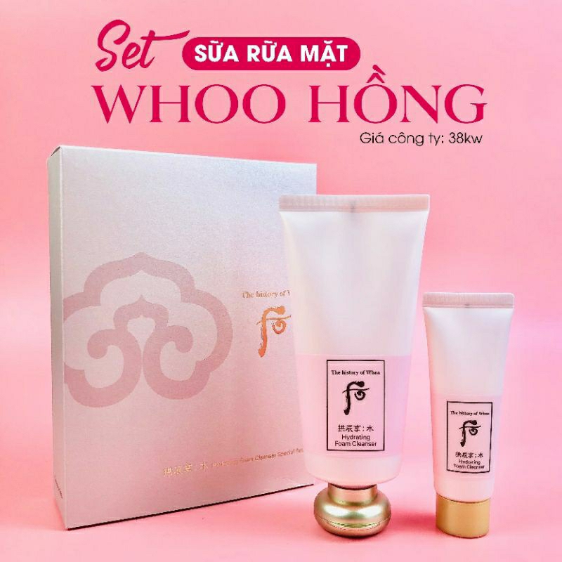 (Chính hãng) Set sữa rửa mặt WHOO hồng