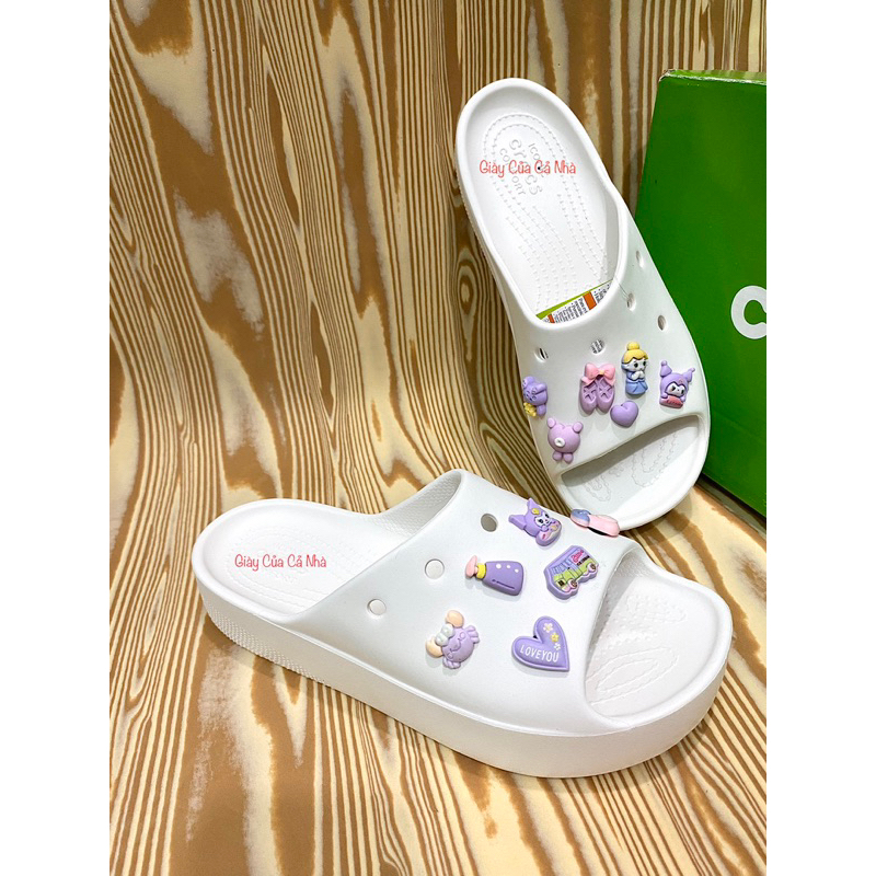 Dép lê Classic đế cao - tặng 10 nút charm