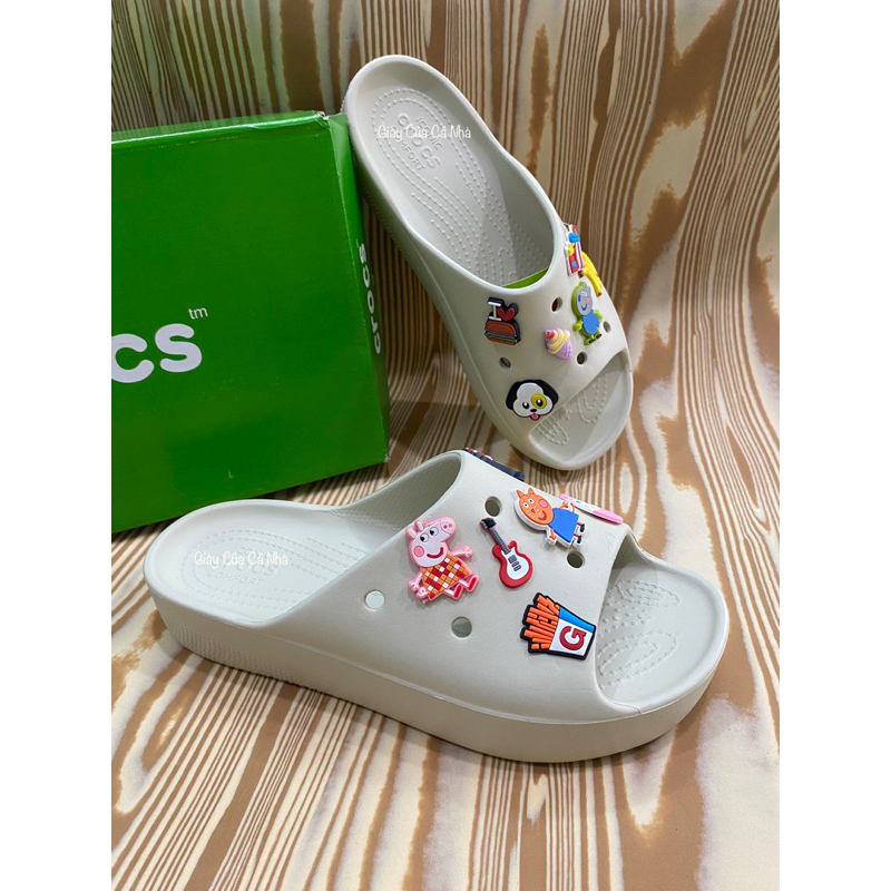 Dép lê Classic đế cao - tặng 10 nút charm