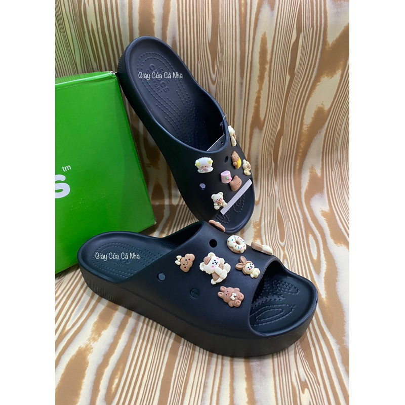 Dép lê Classic đế cao - tặng 10 nút charm