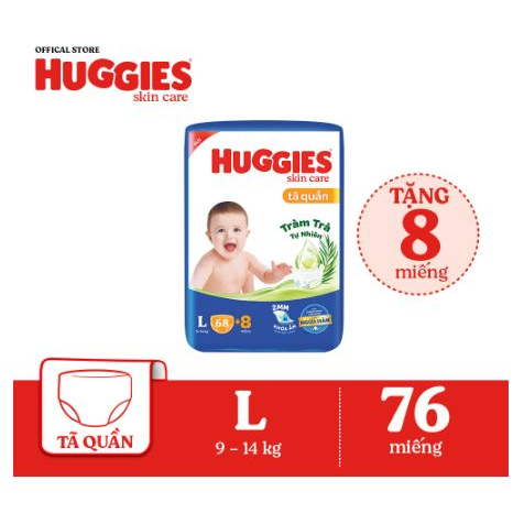 Tã Quần/ Dán Huggies Tràm Trà Tự Nhiên Dry M74+10/L68/XL62/XXL56 + Tặng 8 - ShopMeHeri