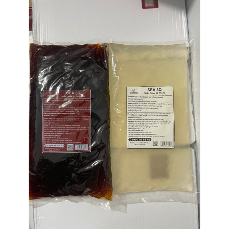 THÙNG TRÂN CHÂU 3Q MINH HẠNH SEA JELLY Đen - Trắng 6 BỊCH - BỊCH 2KG