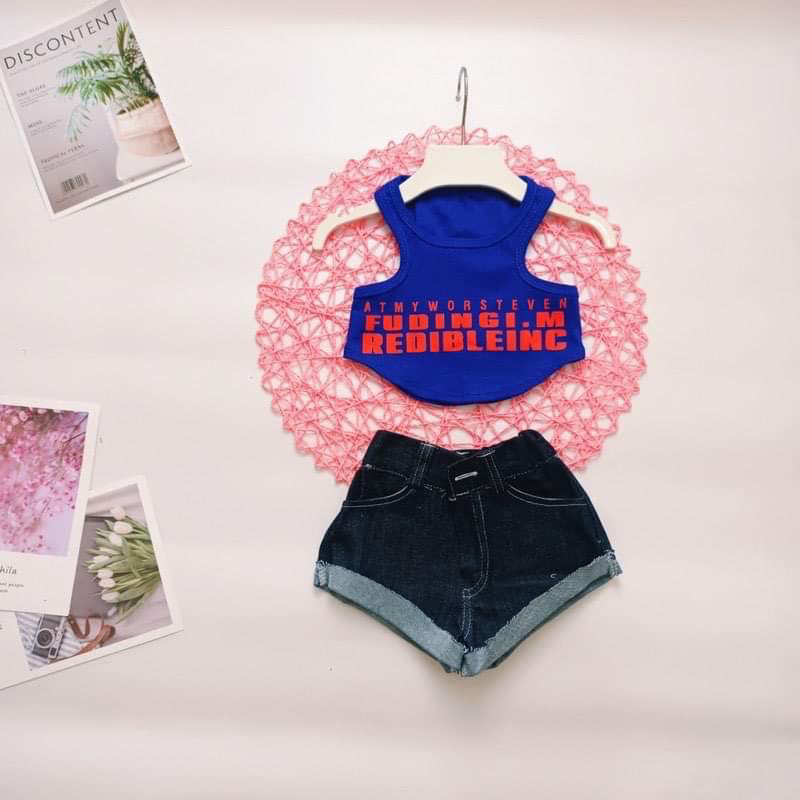 Set Áo Thun Quần Jean Xinh Bé Gái 2 Màu