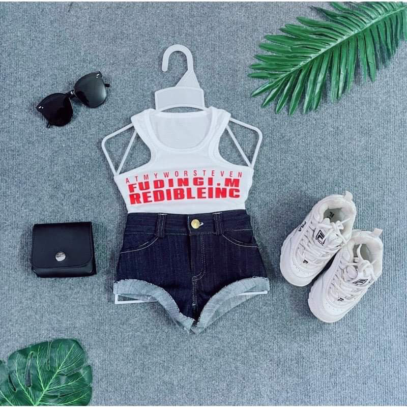 Set Áo Thun Quần Jean Xinh Bé Gái 2 Màu