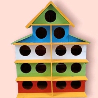 Chuồng bồ câu gỗ loại 15 lỗ tròn nuôi 8 đôi chim bồ câu thả rông sơn dầu