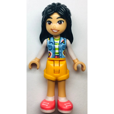 Nhân Vật LEGO Friends: Liann, Áo vest có túi màu xanh nhạt sáng, quần soóc màu cam