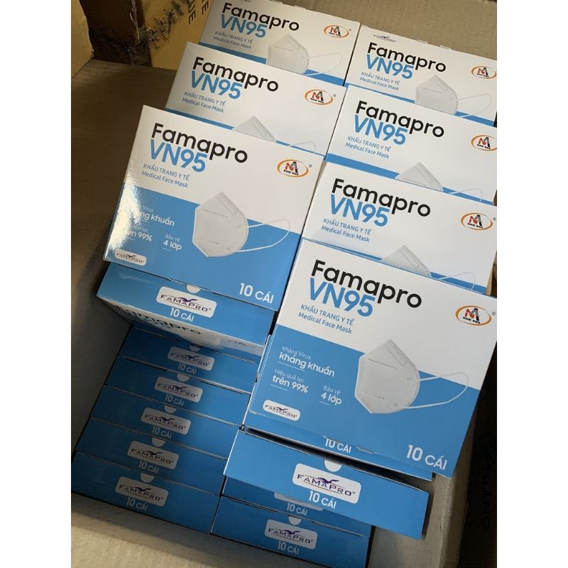 Sỉ 1 Thùng 50 hộp  VN95  Khẩu trang y tế N95 kháng khuẩn 4 lớp Famapro- tân bình