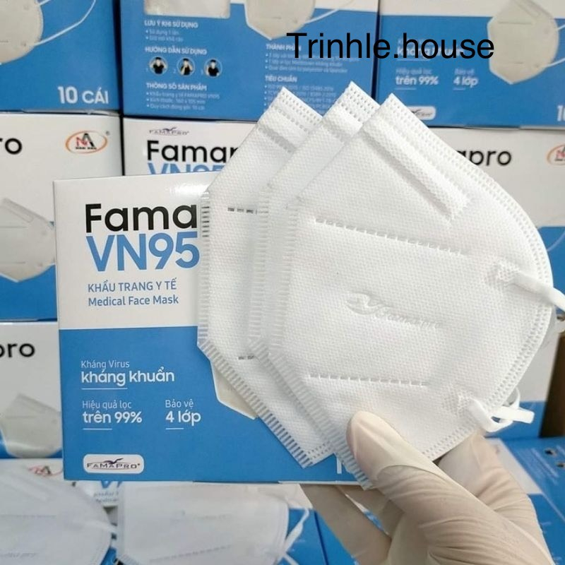 Sỉ 1 Thùng 50 hộp  VN95  Khẩu trang y tế N95 kháng khuẩn 4 lớp Famapro- tân bình