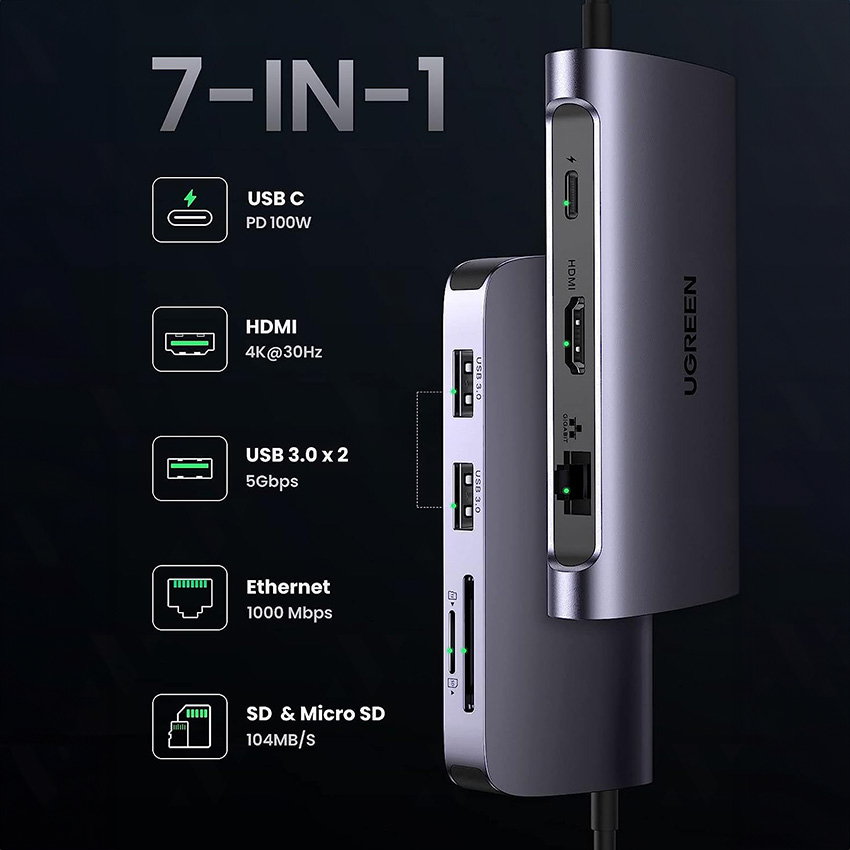 Hub Ugreen 50852 7 in 1  - Hàng Chính Hãng