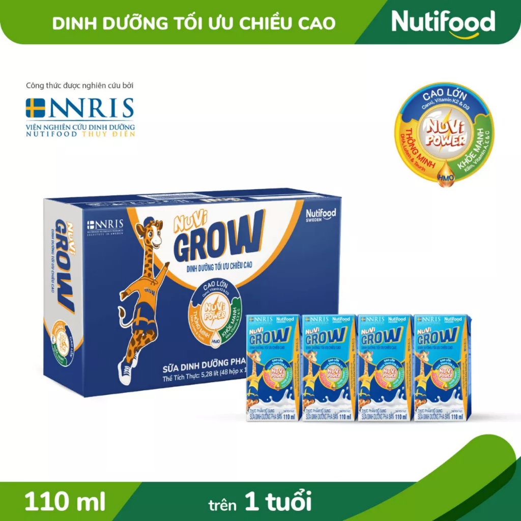 [HSD T9-2024] COMBO 3 LỐC 12 Hộp Sữa Bột Pha Sẵn Nuvi Grow 110ml.