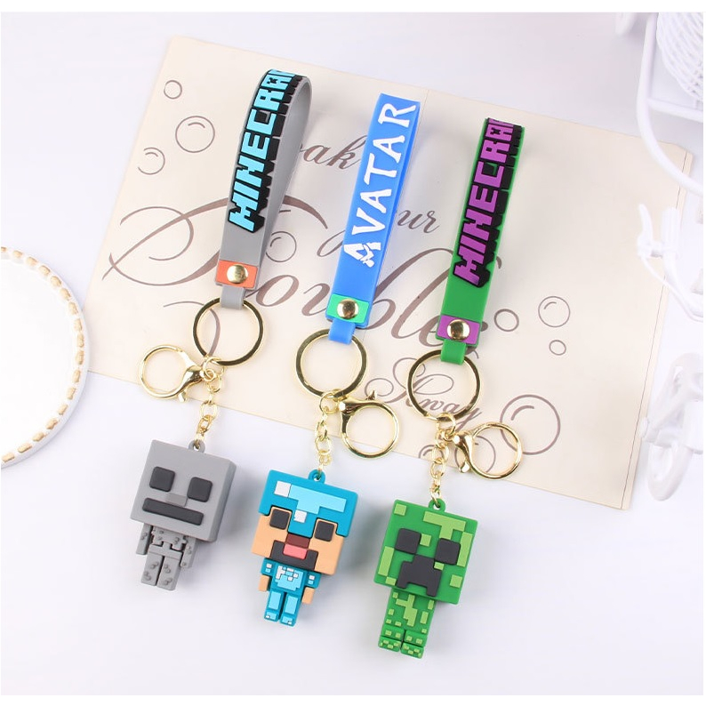 Móc khóa hình nhân vật game minecraft nhựa PVC dễ thương