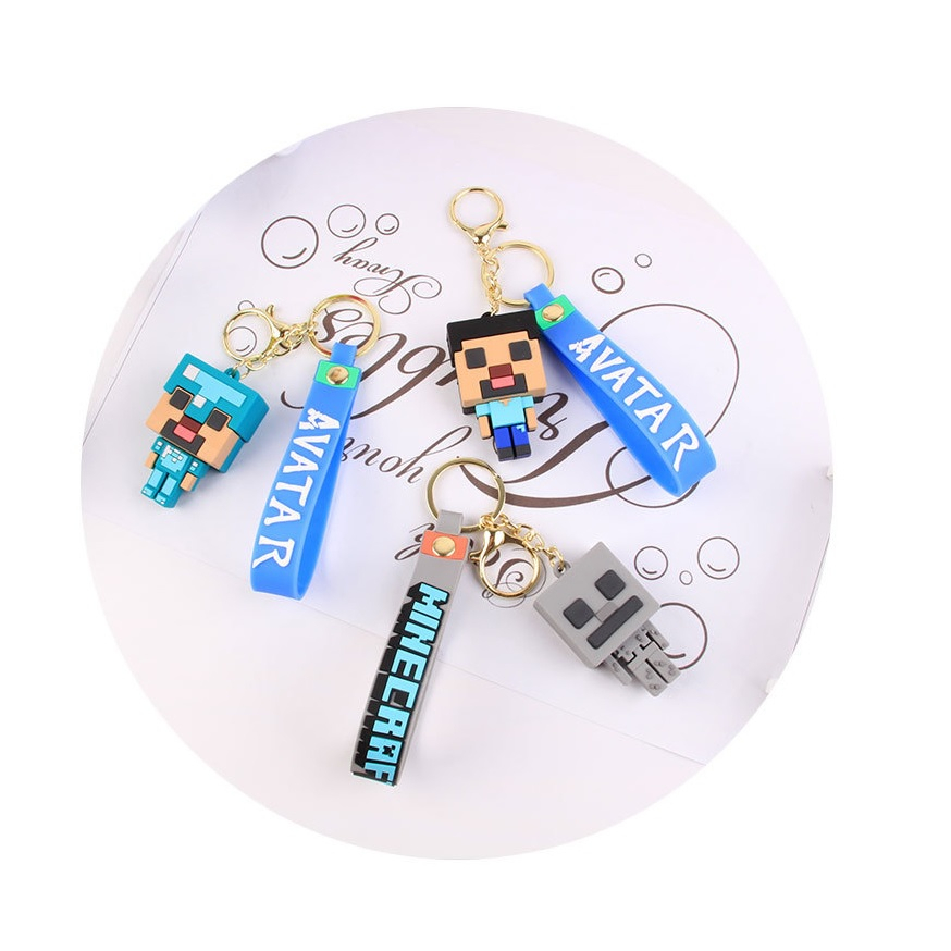 Móc khóa hình nhân vật game minecraft nhựa PVC dễ thương