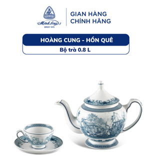 Bộ ấm trà sứ cao cấp minh long 0.8 l - hoàng cung - hồn quê