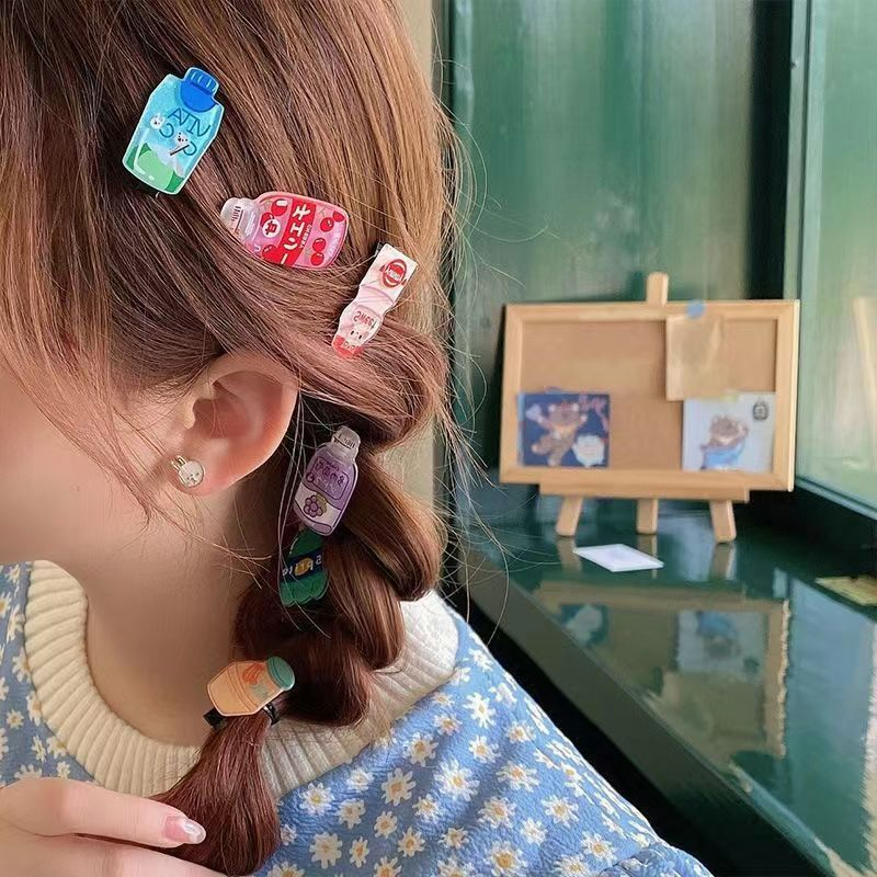 🍒🍒CHERRYKOKO Kẹp Tóc Hình Chai Nước Hoạt Hình Phong Cách Hàn Quốc Dễ Thương