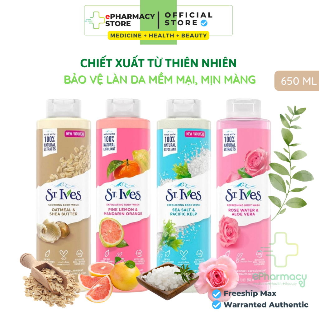 Sữa Tắm St.Ives Tẩy Tế Bào Chết Dịu Nhẹ, Dưỡng Da Mềm Mịn - ST. Ives Exfoliating Body Wash