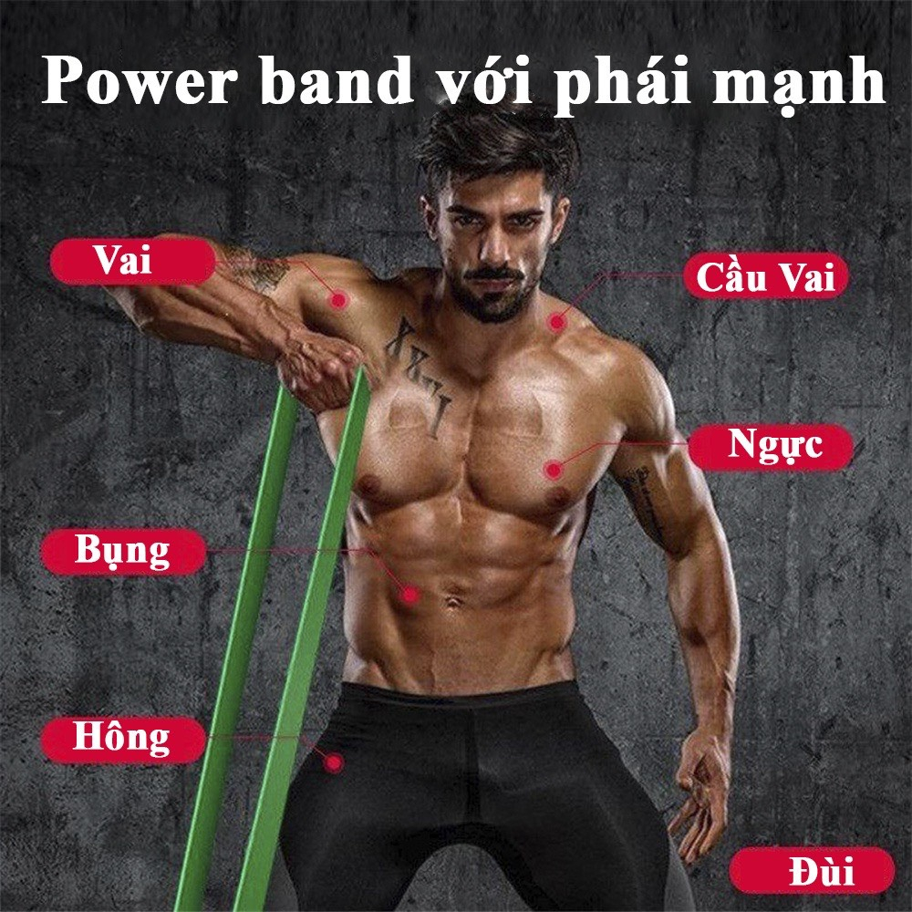 Dây kháng lực tập gym power band đàn hồi cao su tập tay chân mông vai đùi nam nữ - đàn hồi trợ lực kéo xà đơn - dododios