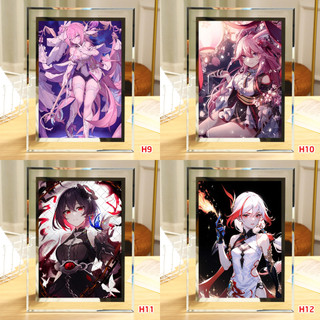 Tranh Kính Để Bàn Honkai Impact 3 (Elysia, Raiden Mei, Yae Sakura)