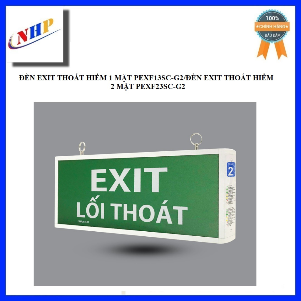 Đèn Exit thoát hiểm 1,2 Mặt Paragon PEXF13SC-G2/ PEXF23SC-G2/PEXF23SC-P1P2