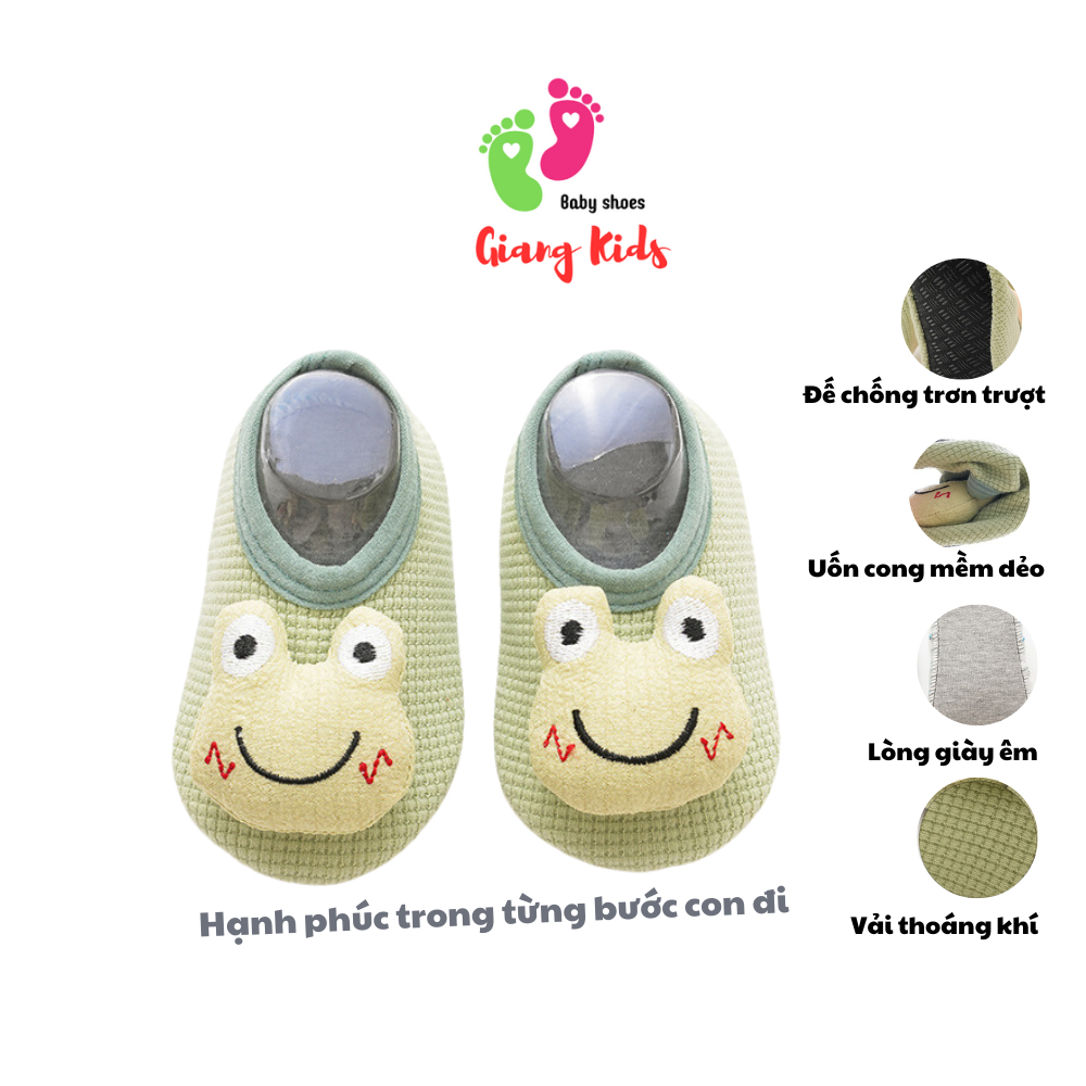 Giày cho bé 0-2 tuổi vải mềm đế chống trượt tất thú 3D nổi-GIANG KIDS