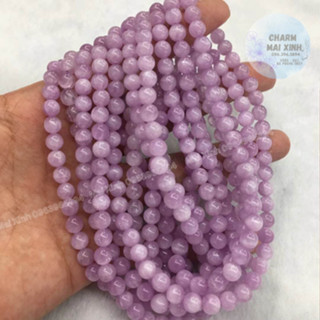 Dây Đá Mã Não Màu Tím Nhạt Có Vân - Size 6mm - Phụ kiện Xâu, Mix Vòng Tay - Đá Phong Thủy Nam, Nữ Mới Nhất