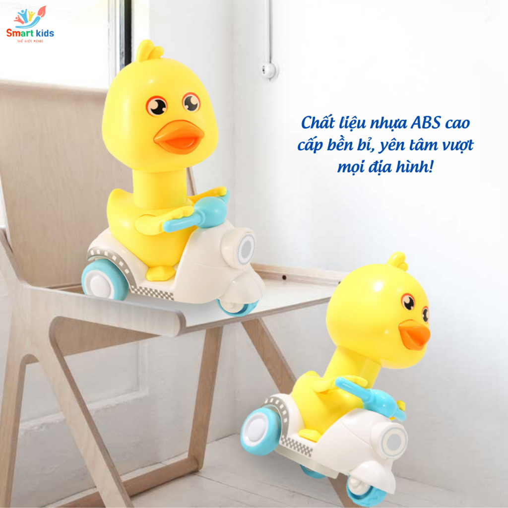 Đồ Chơi Vịt Vàng Lái Xe Máy Nhấn Chạy Cót, Vịt Lái Xe Vui Nhộn Với Nhiều Màu Sắc Dễ Thương