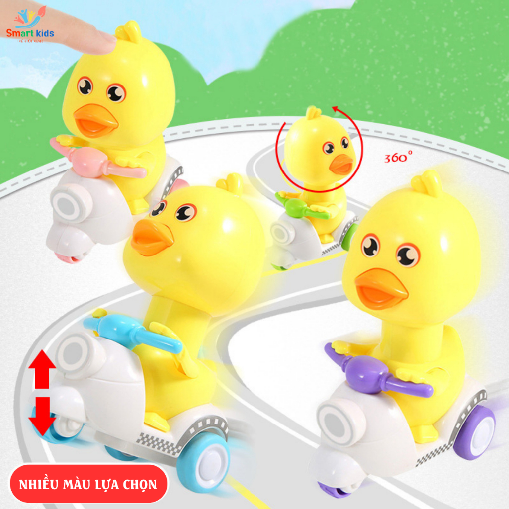 Đồ Chơi Vịt Vàng Lái Xe Máy Nhấn Chạy Cót, Vịt Lái Xe Vui Nhộn Với Nhiều Màu Sắc Dễ Thương